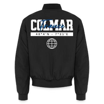 Colmar Frankreich Koordinaten Reise Souvenir - Unisex Bomberjacke - Schwarz - Hinten - AI Model Male 185 light (185cm)