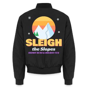 Sleigh the Slopes Retro Weihnachtsskifahrer - Unisex Bomberjacke - Schwarz - Hinten - AI Model Male 185 light (185cm)