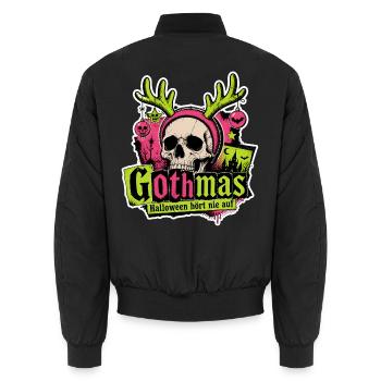 Gothmas Halloween hört nie auf Totenkopf Shirt - Unisex Bomberjacke - Schwarz - Hinten - AI Model Male 185 light (185cm)