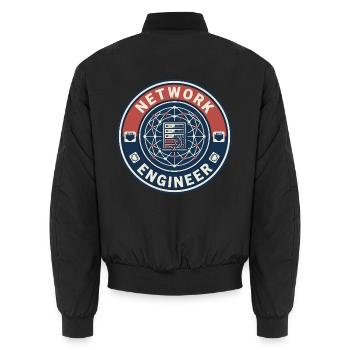 Vintage Network Engineer Server-Rack-Topologie-Topologie oben - Unisex Bomberjacke - Schwarz - Hinten - AI Model Male 185 light (185cm)