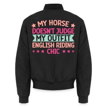 Hobby Horse Rider My Outfit Chic English Riding - Unisex Bomberjacke - Schwarz - Hinten - AI Model Male 185 light (185cm)