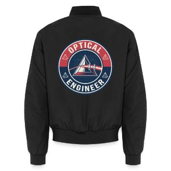 Vintage Optical Engineer Prisma-Laser-Linsenabzeichen - Unisex Bomberjacke - Schwarz - Hinten - AI Model Male 185 light (185cm)