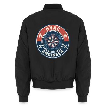 Vintage HVAC-Ingenieur Lüftungskanal-Lüfter-Abzeichen - Unisex Bomberjacke - Schwarz - Hinten - AI Model Male 185 light (185cm)