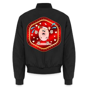 Weihnachtsmann Schwein Weihnachten - Unisex Bomberjacke - Schwarz - Hinten - AI Model Male 185 light (185cm)