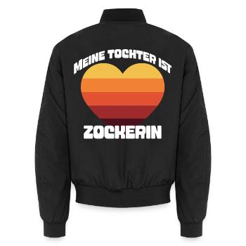 Meine Tochter ist Zockerin T-Shirt | Retro Gaming - Unisex Bomberjacke - Schwarz - Hinten - AI Model Male 185 light (185cm)