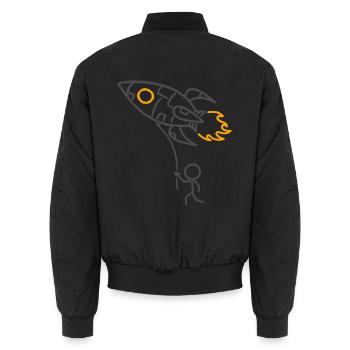 Pocket Rocket (für helle Hintergründe) - Unisex Bomberjacke - Schwarz - Hinten - AI Model Male 185 light (185cm)