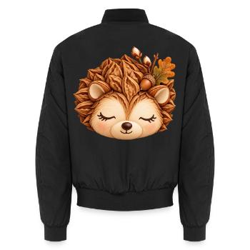 Niedlicher Igel im Herbstlaub - Unisex Bomberjacke - Schwarz - Hinten - AI Model Male 185 light (185cm)