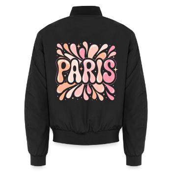 Paris Pastel Pop Art Mädchen Chic - Unisex Bomberjacke - Schwarz - Hinten - AI Model Male 185 light (185cm)