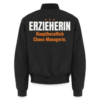 Erzieherin – Hauptberuflich Chaos-Managerin - Unisex Bomberjacke - Schwarz - Hinten - AI Model Male 185 light (185cm)
