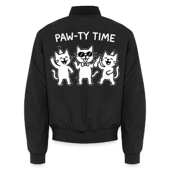 Paw-ty Time – Katzen feiern (für dunkle Shirts) - Unisex Bomberjacke - Schwarz - Hinten - AI Model Male 185 light (185cm)