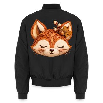 Niedlicher Fuchs im Herbstlaub  - Unisex Bomberjacke - Schwarz - Hinten - AI Model Male 185 light (185cm)
