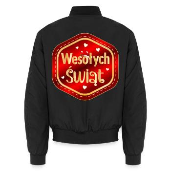 Frohe Weihnachten, Polen, - Unisex Bomberjacke - Schwarz - Hinten - AI Model Male 185 light (185cm)