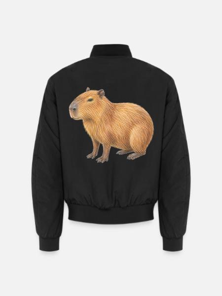 Capybara-Tierzeichnung mit Buntstiften - Unisex Bomberjacke - Schwarz