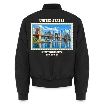 Vereinigte Staaten New York City Vintage Reise - Unisex Bomberjacke - Schwarz - Hinten - AI Model Male 185 light (185cm)