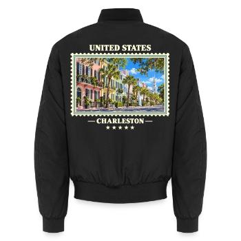 Vereinigte Staaten Charleston South Carolina - Unisex Bomberjacke - Schwarz - Hinten - AI Model Male 185 light (185cm)