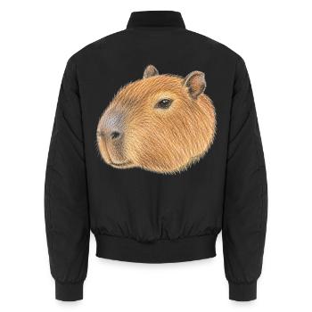 Capybara-Kopfporträt von Cabiai - Unisex Bomberjacke - Schwarz - Hinten - AI Model Male 185 light (185cm)