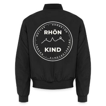 Rhönkind Badge – Rhöner Platt - Unisex Bomberjacke - Schwarz - Hinten - AI Model Male 185 light (185cm)