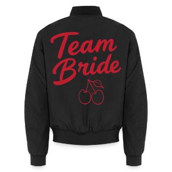 Team Bride Kirsche  - Unisex Bomberjacke - Schwarz - Hinten - AI Model Male 185 light (185cm)