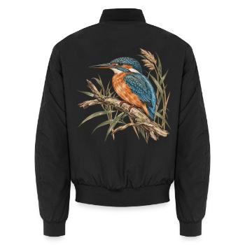 Königsfischer Aquarell Naturdesign - Unisex Bomberjacke - Schwarz - Hinten - AI Model Male 185 light (185cm)