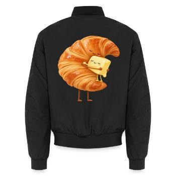 KuschelCroissant Butterfreund - Unisex Bomberjacke - Schwarz - Hinten - AI Model Male 185 light (185cm)