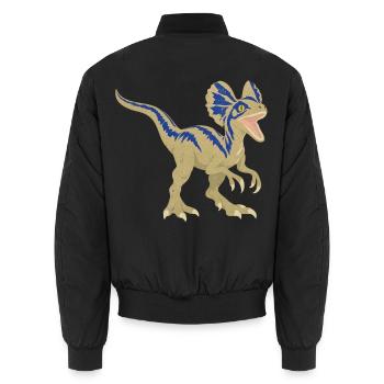 Azurblauer Dino mit Zackenmuster - Unisex Bomberjacke - Schwarz - Hinten - AI Model Male 185 light (185cm)
