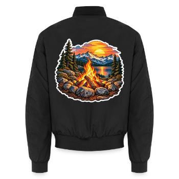 Lagerfeuer am Bergsee - Unisex Bomberjacke - Schwarz - Hinten - AI Model Male 185 light (185cm)