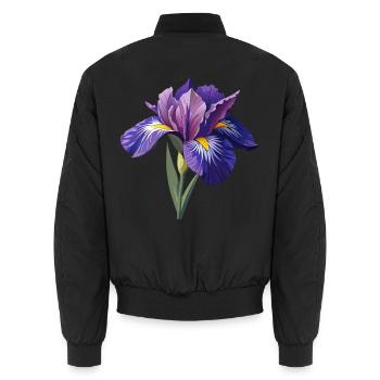 Irisblume - Unisex Bomberjacke - Schwarz - Hinten - AI Model Male 185 light (185cm)