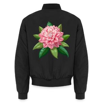 Rhododendronblüte - Unisex Bomberjacke - Schwarz - Hinten - AI Model Male 185 light (185cm)