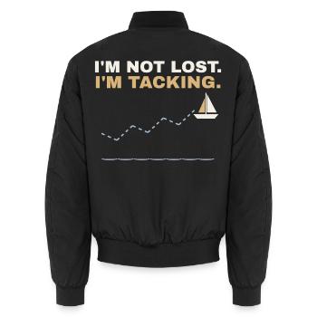 I'm Not Lost, I'm Tacking – Segler Shirt - Unisex Bomberjacke - Schwarz - Hinten - AI Model Male 185 light (185cm)