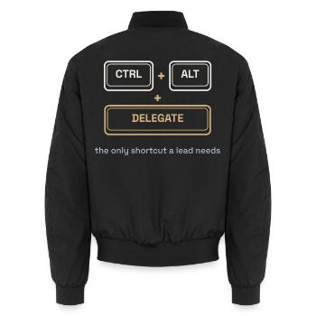 Ctrl + Alt + Delegate – Shirt für Teamleads - Unisex Bomberjacke - Schwarz - Hinten - AI Model Male 185 light (185cm)