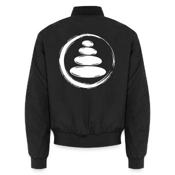 Zen Steine Balance - Unisex Bomberjacke - Schwarz - Hinten - AI Model Male 185 light (185cm)