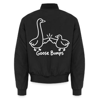 Linienzeichnung Gänseling Lustige Gänsehaut - Unisex Bomberjacke - Schwarz - Hinten - AI Model Male 185 light (185cm)
