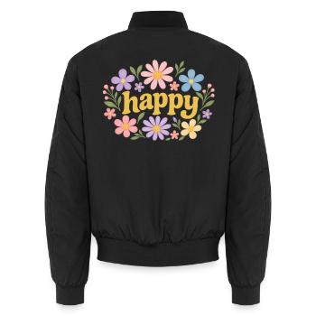 Glückliche Blumen - Unisex Bomberjacke - Schwarz - Hinten - AI Model Male 185 light (185cm)