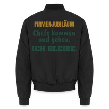 Firmenjubiläum: Chefs kommen und gehen - Unisex Bomberjacke - Schwarz - Hinten - AI Model Male 185 light (185cm)