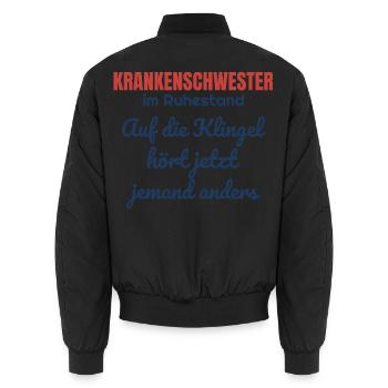 Krankenschwester im Ruhestand – Patientenklingel - Unisex Bomberjacke - Schwarz - Hinten - AI Model Male 185 light (185cm)