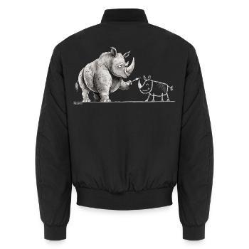 Nashorn Höhlenmalerei Steinzeit Tierhumor - Unisex Bomberjacke - Schwarz - Hinten - AI Model Male 185 light (185cm)
