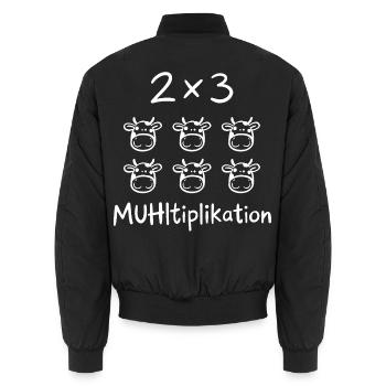 MUHltiplikation Kuh Mathe Lehrer Humor - Unisex Bomberjacke - Schwarz - Hinten - AI Model Male 185 light (185cm)