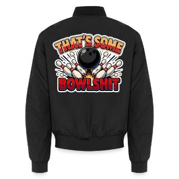 Das ist ein komisches Bowling-Wortspiel-Meme - Unisex Bomberjacke - Schwarz - Hinten - AI Model Male 185 light (185cm)