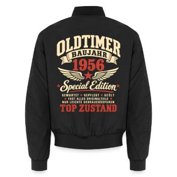 70. Geburtstag Mann Frau 70 Jahre Deko 1956 - Unisex Bomberjacke - Schwarz - Hinten - AI Model Male 185 light (185cm)