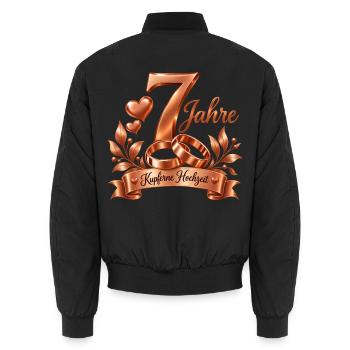 7.Hochzeitstag , Kupferne Hochzeit , 7 Jahre - Unisex Bomberjacke - Schwarz - Hinten - AI Model Male 185 light (185cm)