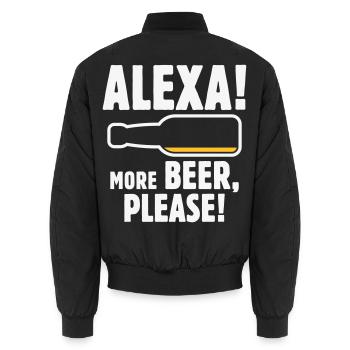 Alexa! Mehr Bier, bitte! (Lustiger Trinker / NEG 2C) - Unisex Bomberjacke - Schwarz - Hinten - AI Model Male 185 light (185cm)