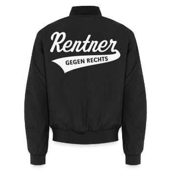 Rentner Gegen Rechts (Rente / Ruhestand / White) - Unisex Bomberjacke - Schwarz - Hinten - AI Model Male 185 light (185cm)