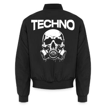 Techno Skull Gasmaske Graffiti - Unisex Bomberjacke - Schwarz - Hinten - AI Model Male 185 light (185cm)