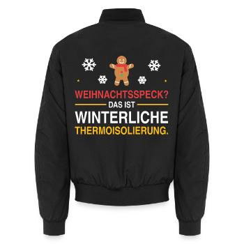 Weihnachtsspeck? Winterliche Thermoisolierung - Unisex Bomberjacke - Schwarz - Hinten - AI Model Male 185 light (185cm)