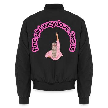 feines Mädchen, wir lieben Jesus - Unisex Bomberjacke - Schwarz - Hinten - AI Model Male 185 light (185cm)
