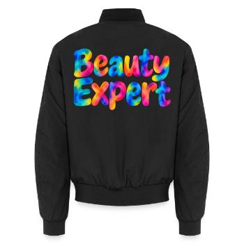 Beauty Expert – Bunter Spruch für Beautyfans - Unisex Bomberjacke - Schwarz - Hinten - AI Model Male 185 light (185cm)
