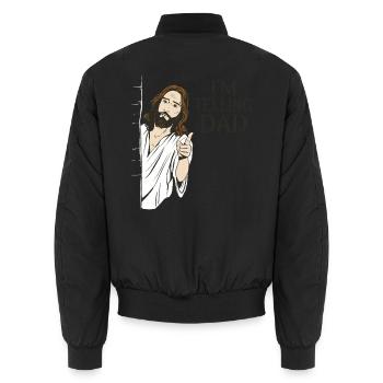  Sprüche: I'M TELLING DAD, Christen Religionen - Unisex Bomberjacke - Schwarz - Hinten - AI Model Male 185 light (185cm)
