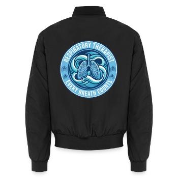 Atemtherapeut Human Lungs Badge Geschenk - Unisex Bomberjacke - Schwarz - Hinten - AI Model Male 185 light (185cm)