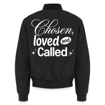 Chose, Loved, and Called - Unisex Bomberjacke - Schwarz - Hinten - AI Model Male 185 light (185cm)