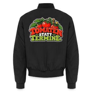 Tomaten statt Termine – Cartoon - Unisex Bomberjacke - Schwarz - Hinten - AI Model Male 185 light (185cm)
